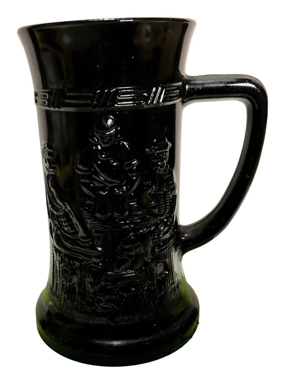 Vintage Indiana Tiara Black Glass Beer Mug Tankard Stein 6" Tall No flaws